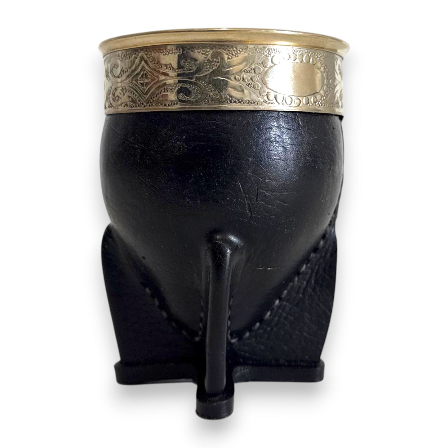 Mate Imperial in Cuoio Nero con Virola decorata in Alpaca | Standard