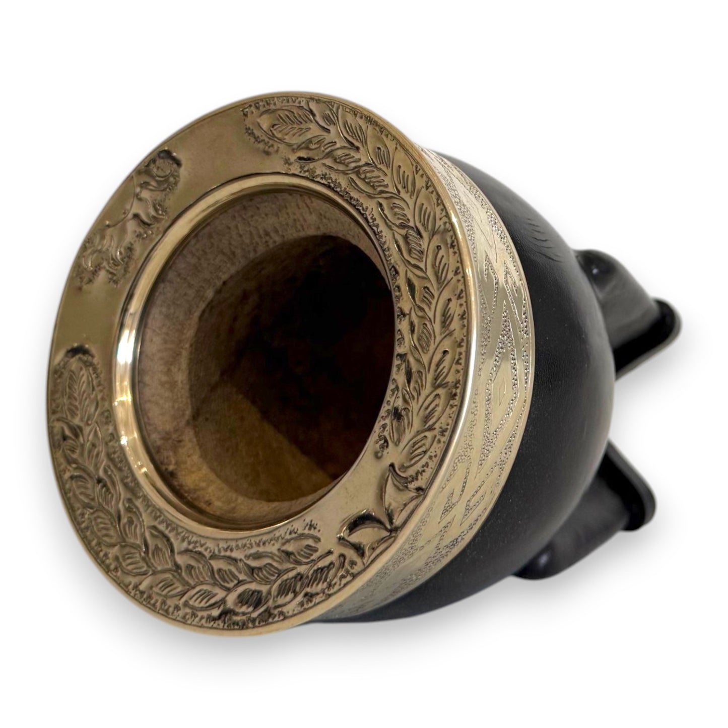 Mate Imperial in Cuoio Nero con Virola decorata in Alpaca | Standard