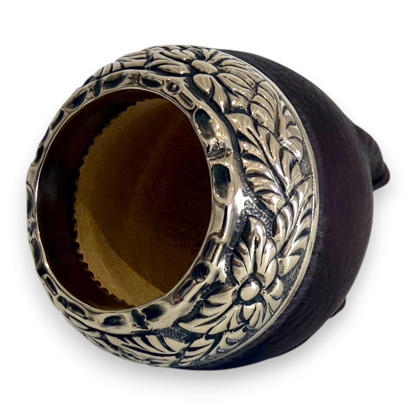 Mate Torpedo Marrone con Virola Alpaca decorata IDM| Elitè