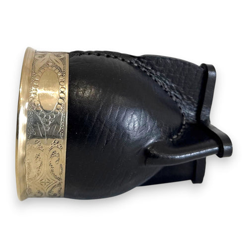 Mate Imperial in Cuoio Nero con Virola decorata in Alpaca | Standard