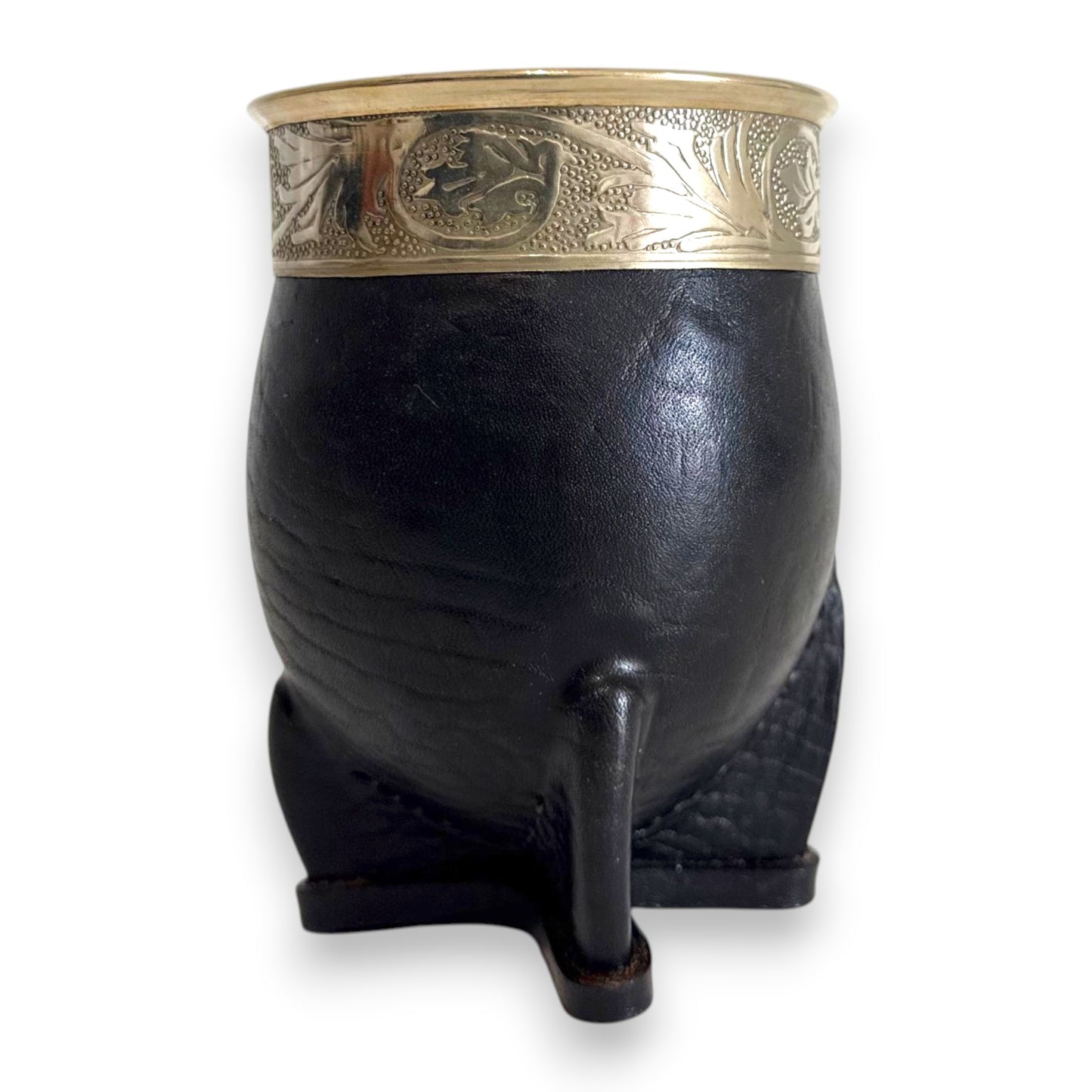 Mate Imperial in Cuoio Nero con Virola decorata in Alpaca | Standard