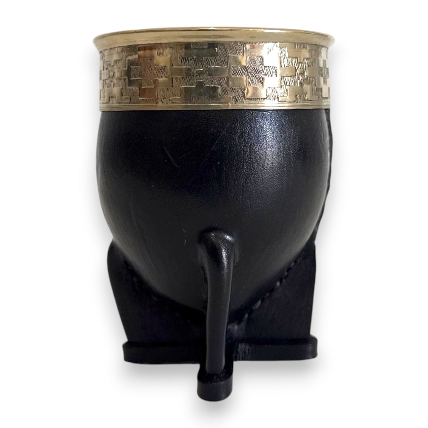 Mate Imperial in Cuoio Nero con Virola decorata in Alpaca | Standard