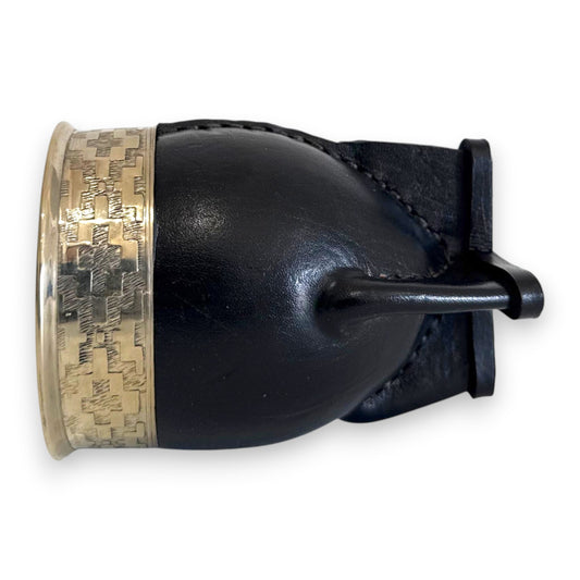 Mate Imperial in Cuoio Nero con Virola decorata in Alpaca | Standard