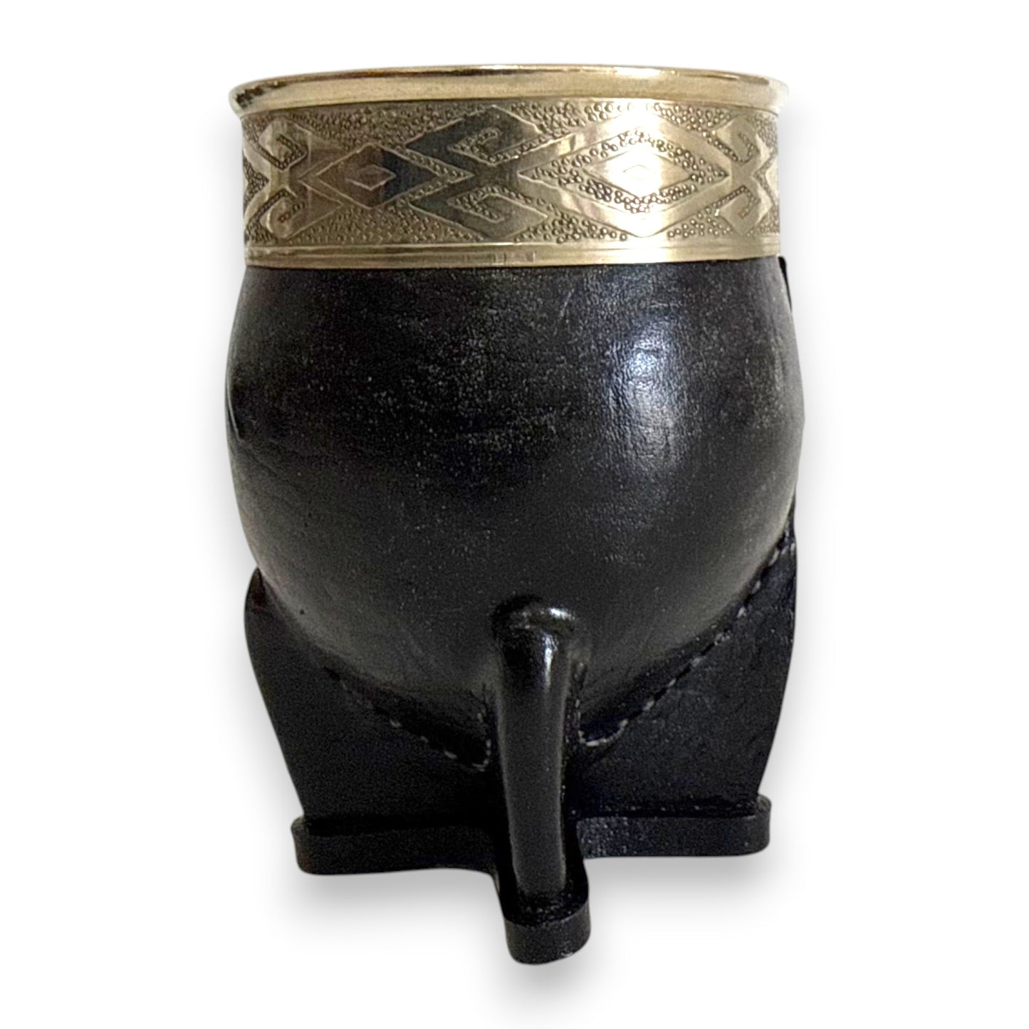 Mate Imperial in Cuoio Nero con Virola decorata in Alpaca | Standard