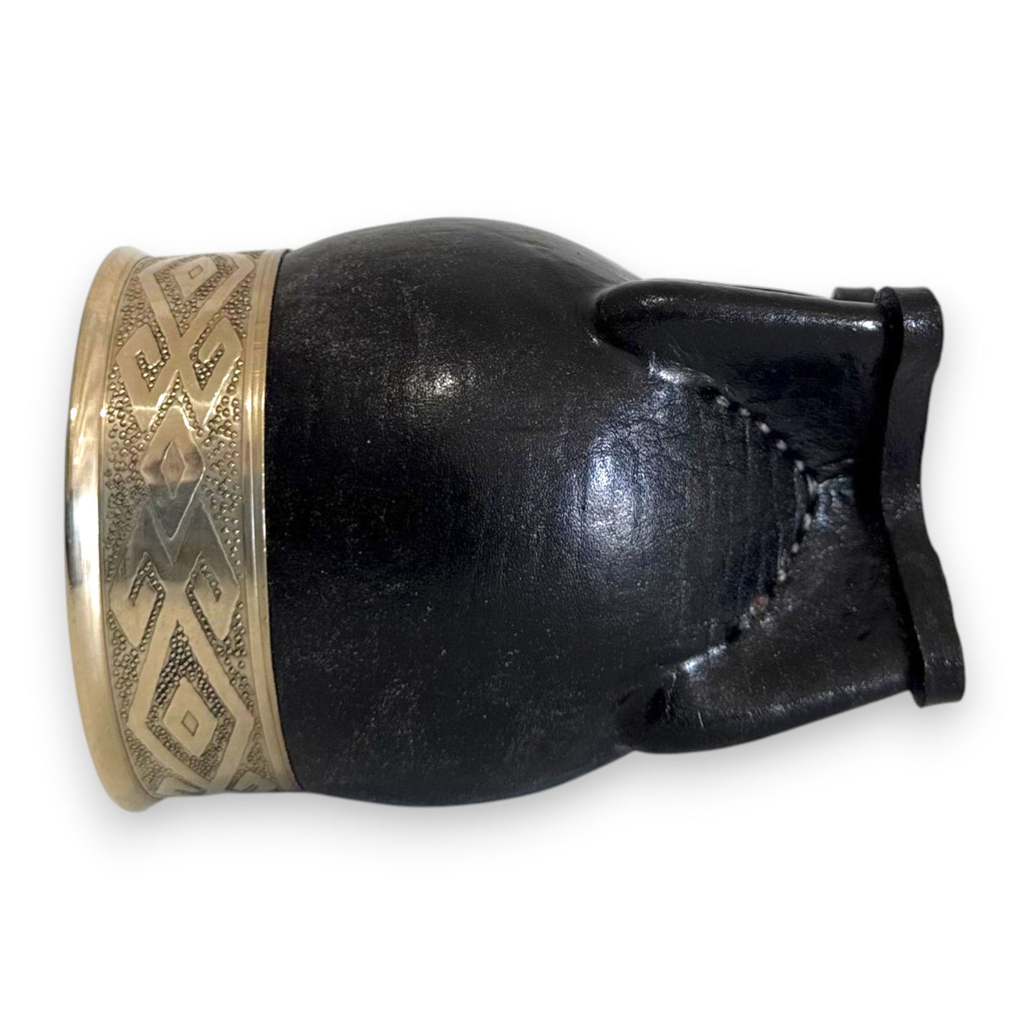 Mate Imperial in Cuoio Nero con Virola decorata in Alpaca | Standard