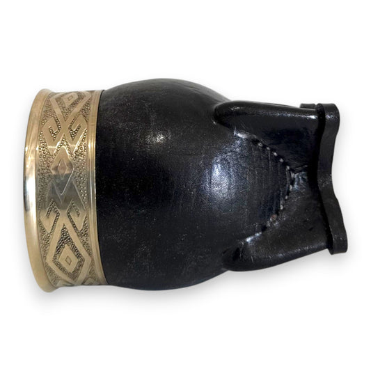 Mate Imperial in Cuoio Nero con Virola decorata in Alpaca | Standard