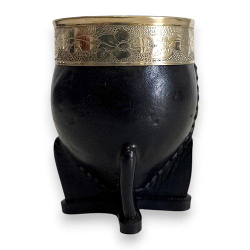 Mate Imperial in Cuoio Nero con Virola decorata in Alpaca | Standard