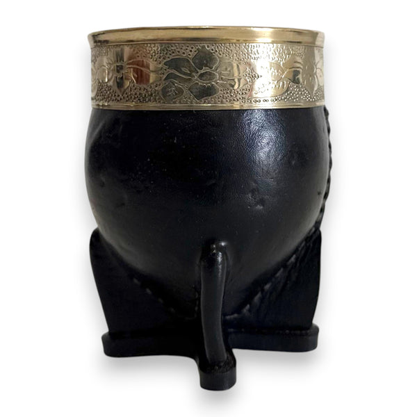 Mate Imperial in Cuoio Nero con Virola decorata in Alpaca | Standard