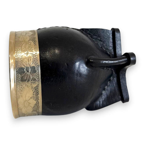 Mate Imperial in Cuoio Nero con Virola decorata in Alpaca | Standard
