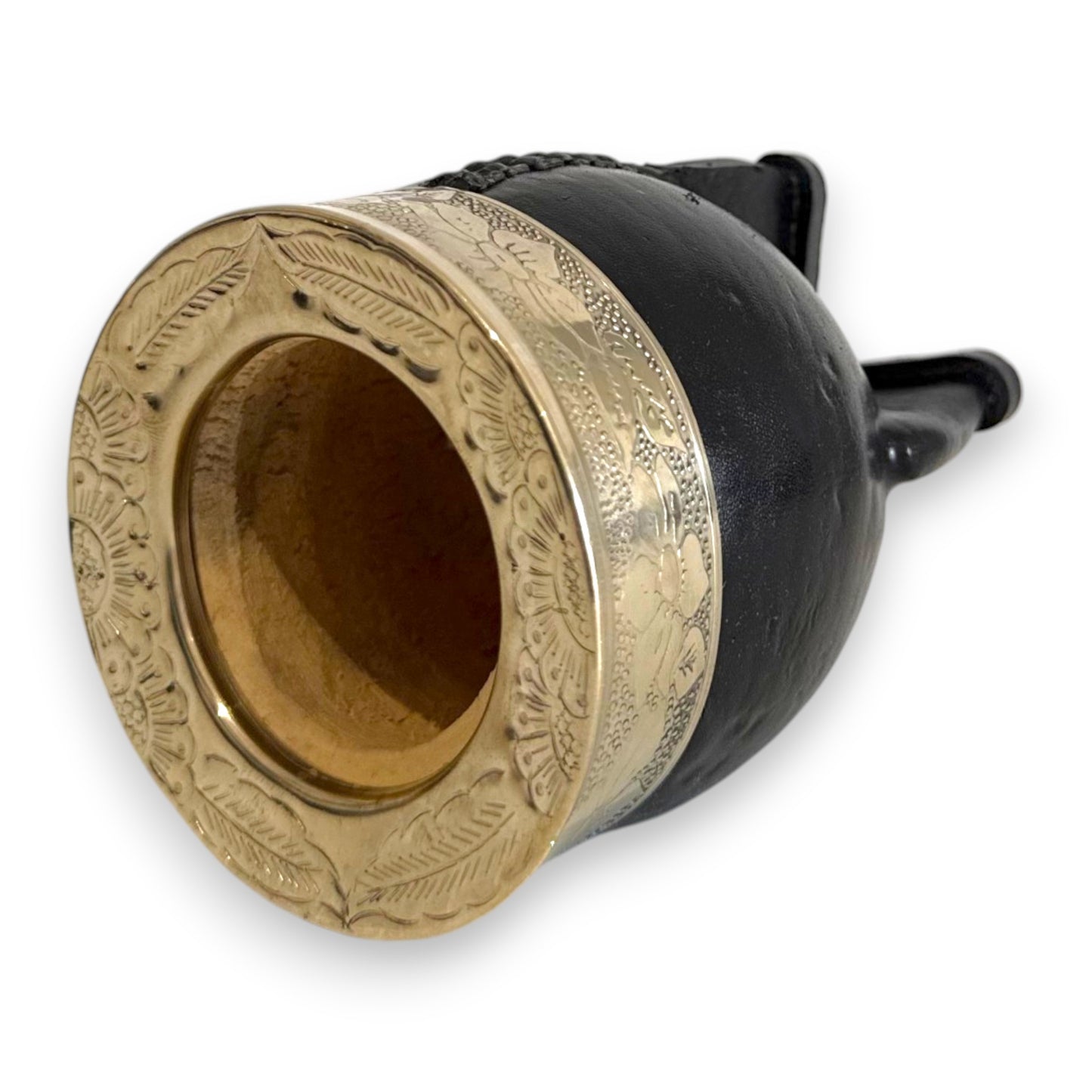 Mate Imperial in Cuoio Nero con Virola decorata in Alpaca | Standard