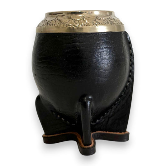 Mate Torpedo in Cuoio Nero e Virola Alpaca | Standard