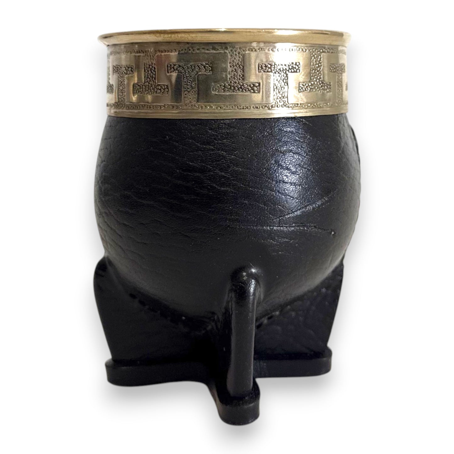 Mate Imperial in Cuoio Nero con Virola decorata in Alpaca | Standard
