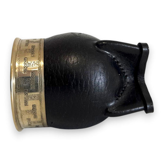 Mate Imperial in Cuoio Nero con Virola decorata in Alpaca | Standard