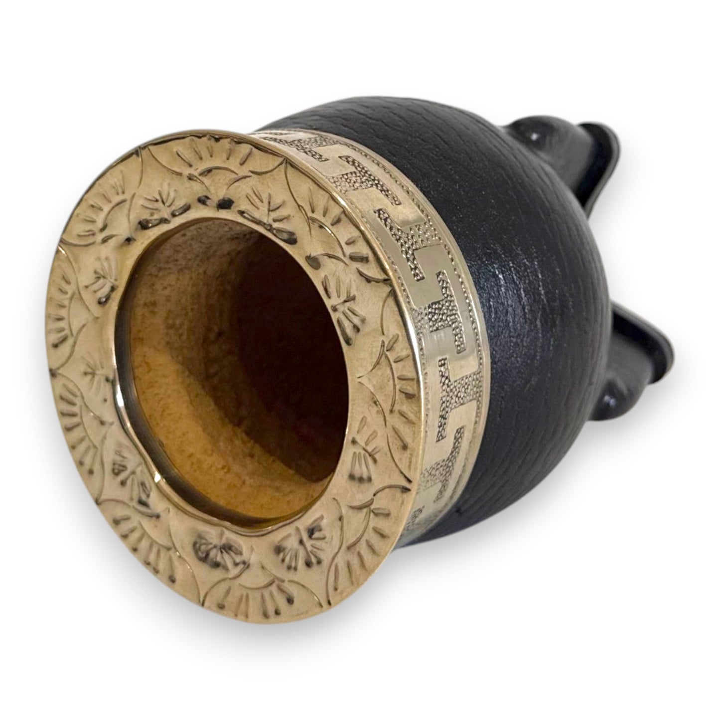 Mate Imperial in Cuoio Nero con Virola decorata in Alpaca | Standard