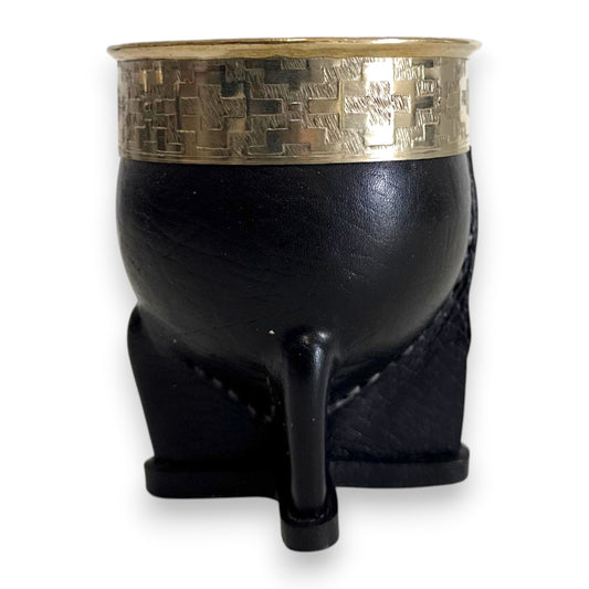 Mate Imperial in Cuoio Nero con Virola decorata in Alpaca | Standard