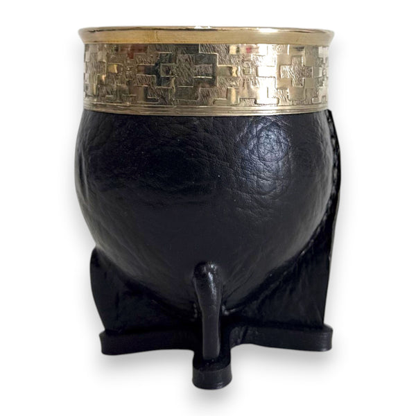 Mate Imperial in Cuoio Nero con Virola decorata in Alpaca | Standard