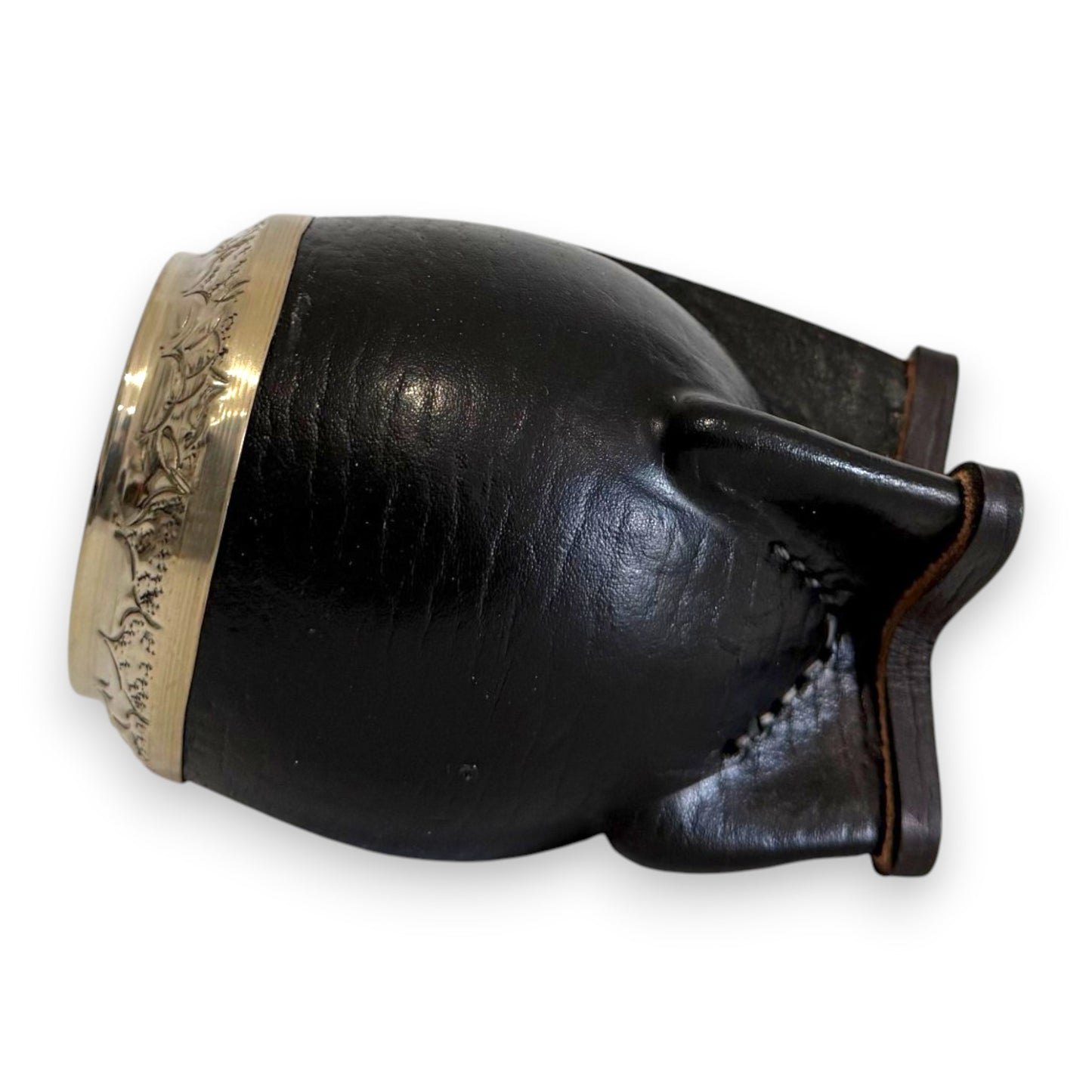 Mate Torpedo in Cuoio Nero e Virola Alpaca | Standard