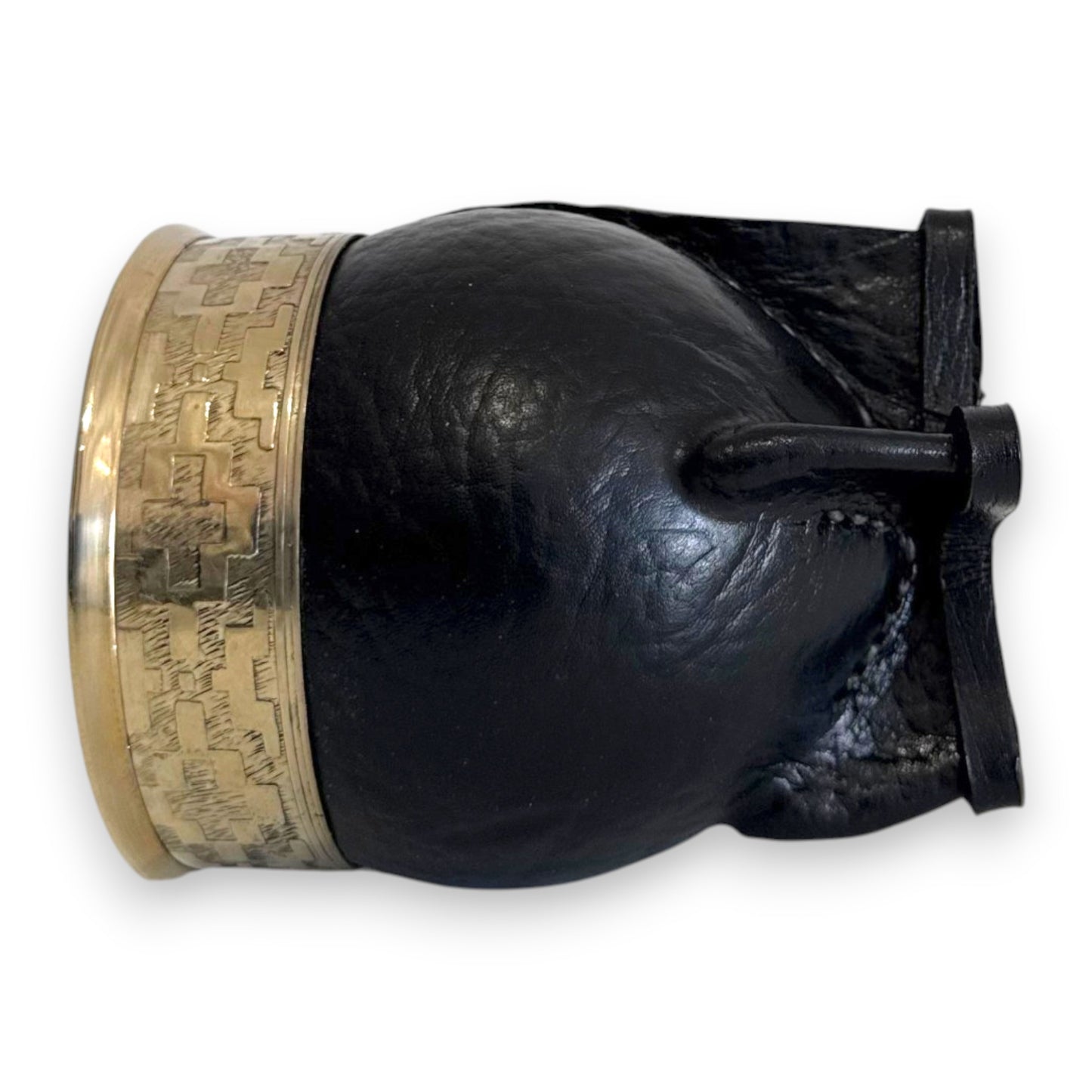 Mate Imperial in Cuoio Nero con Virola decorata in Alpaca | Standard