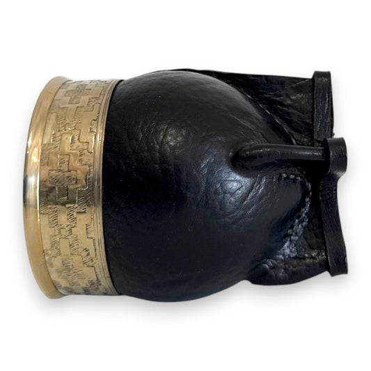 Mate Imperial in Cuoio Nero con Virola decorata in Alpaca | Standard