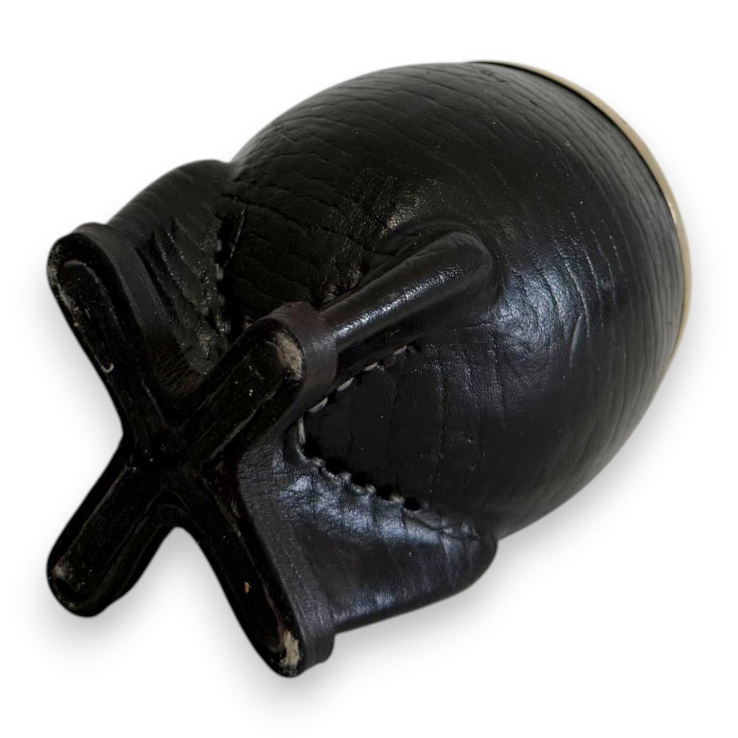 Mate Torpedo in Cuoio Nero e Virola Alpaca | Standard