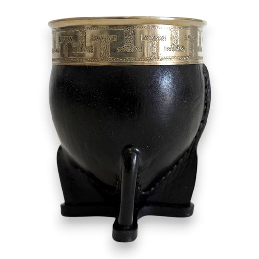 Mate Imperial in Cuoio Nero con Virola decorata in Alpaca | Standard