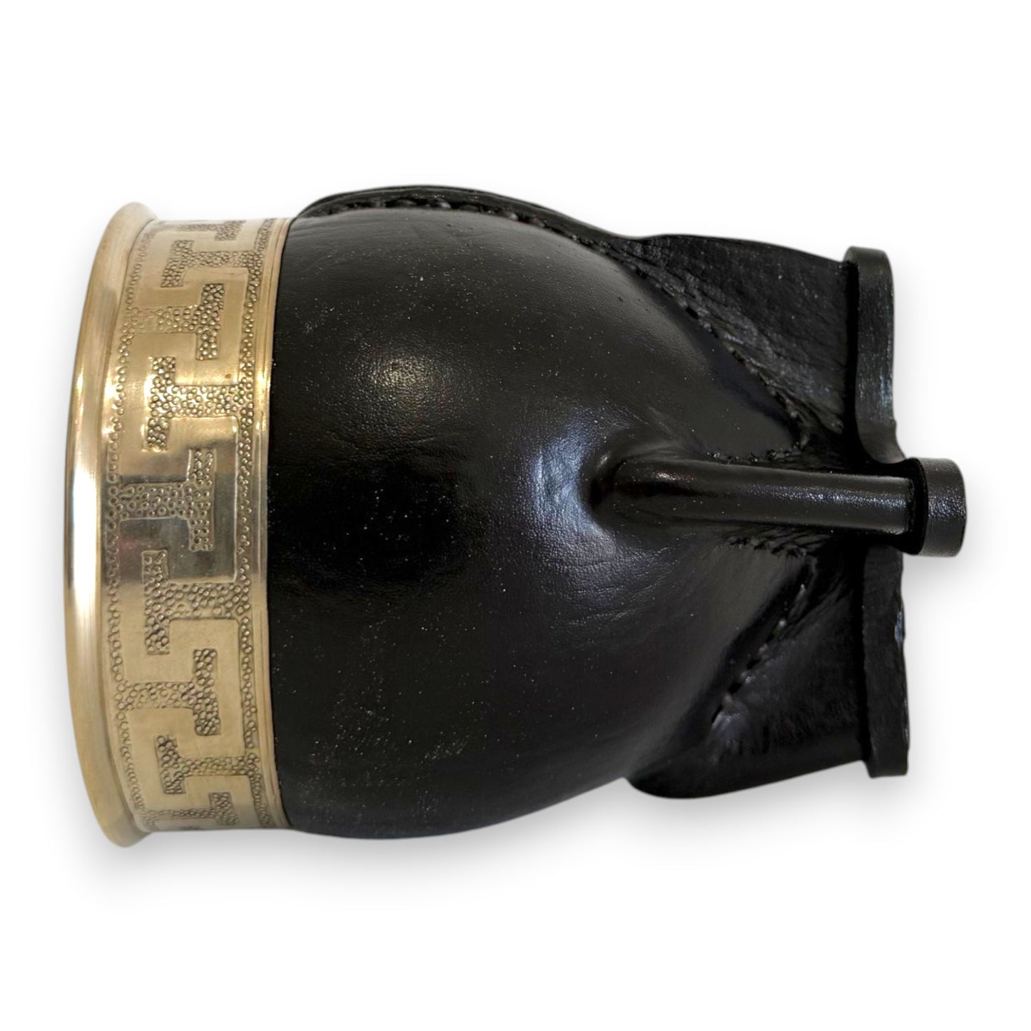 Mate Imperial in Cuoio Nero con Virola decorata in Alpaca | Standard