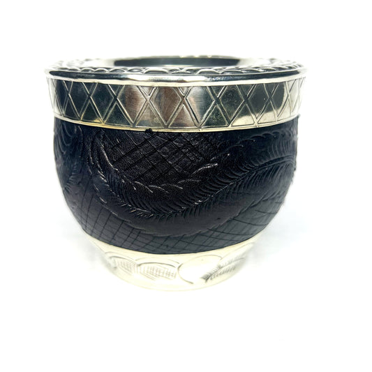 Mate Imperial Black with decorated base, worked leather and Fleje Alpaca | Luxury