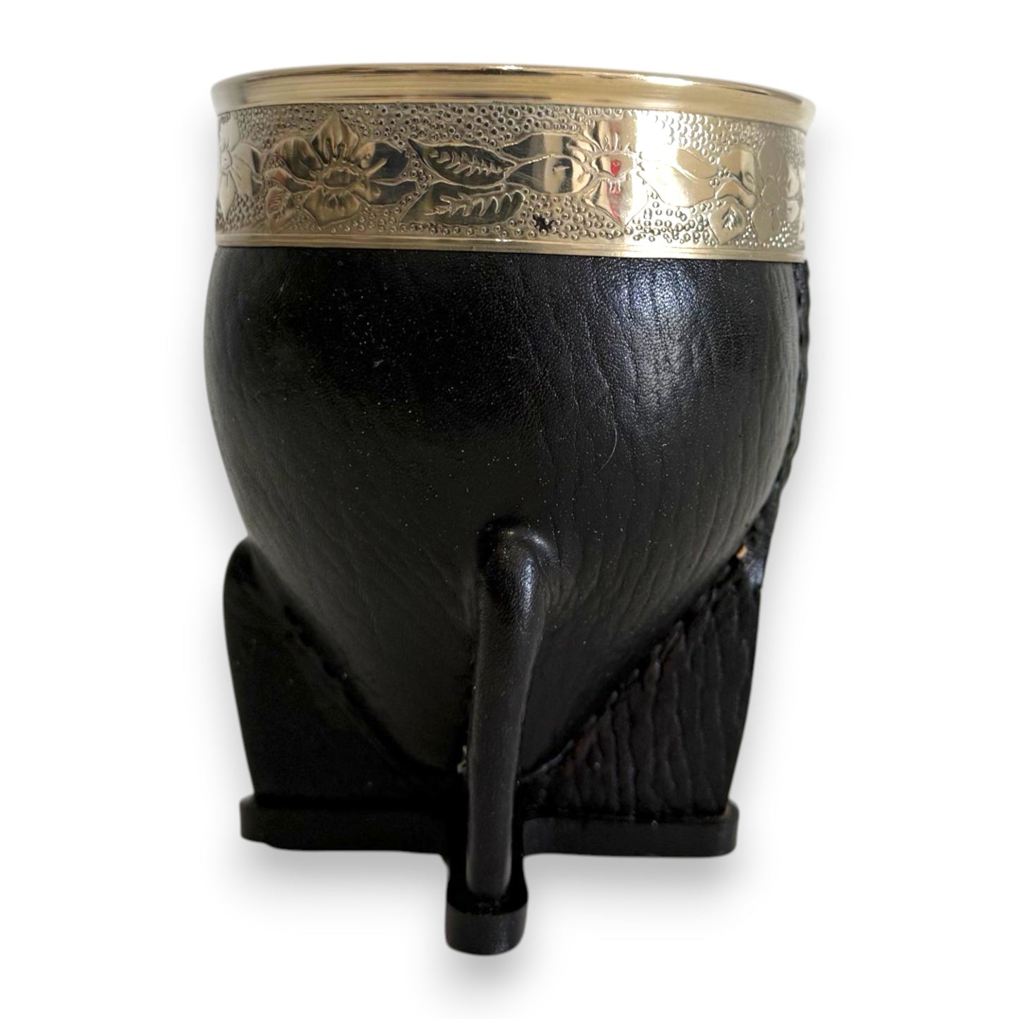 Mate Imperial in Cuoio Nero con Virola decorata in Alpaca | Standard