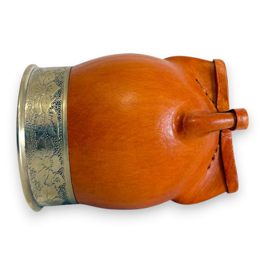 Mate Imperial in Cuoio Bronzo con Virola decorata in Alpaca | Standard