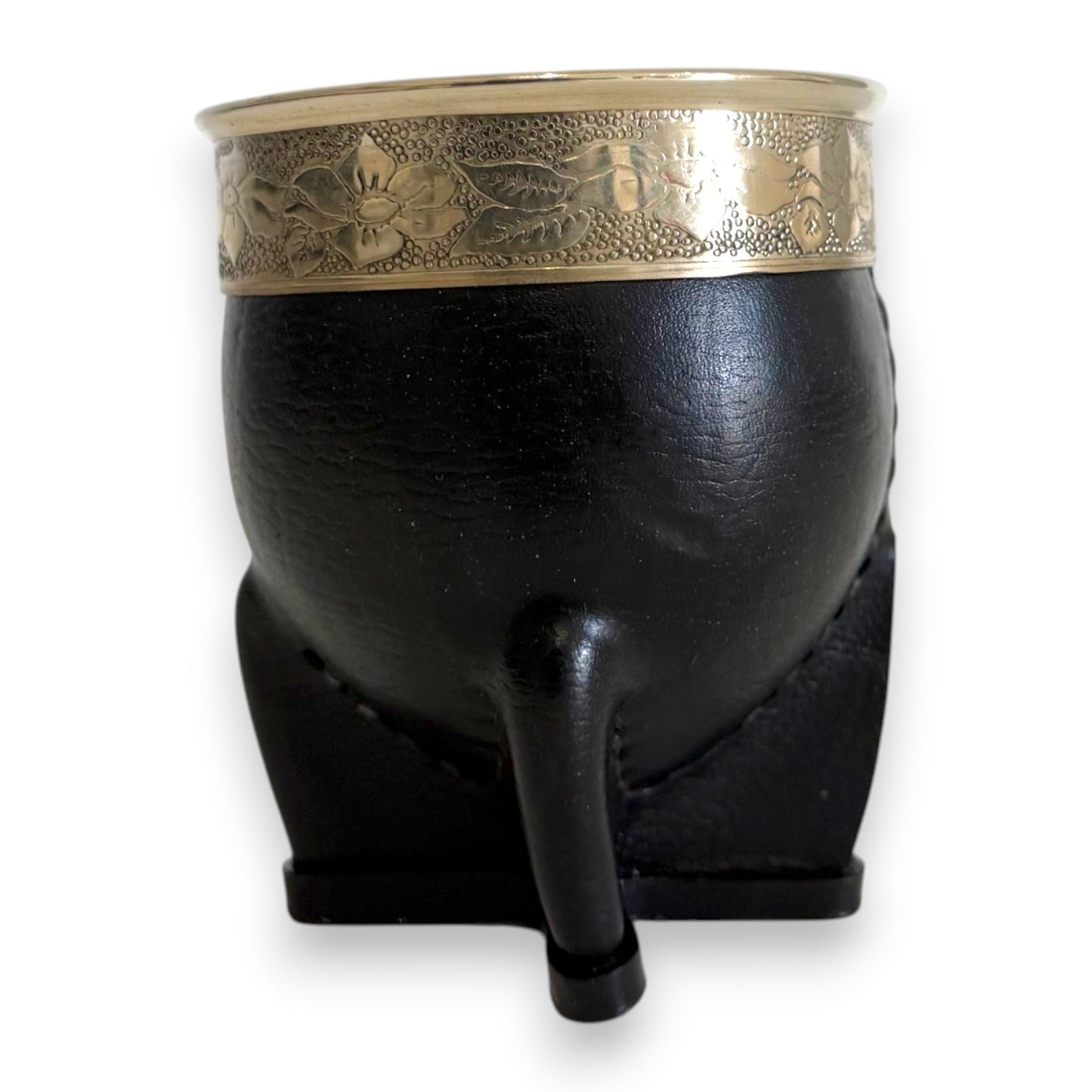 Mate Imperial in Cuoio Nero con Virola decorata in Alpaca | Standard