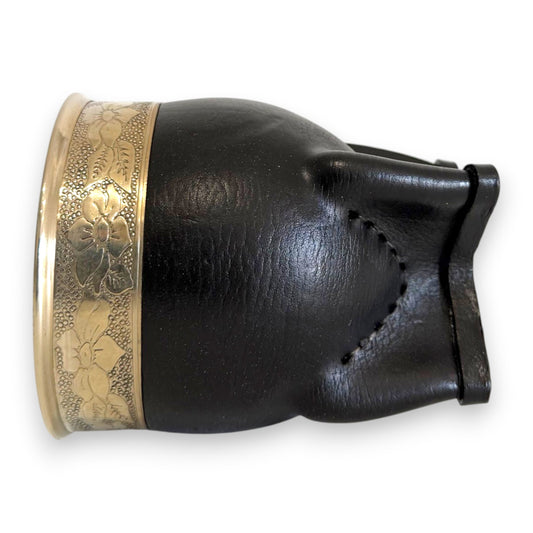 Mate Imperial in Cuoio Nero con Virola decorata in Alpaca | Standard