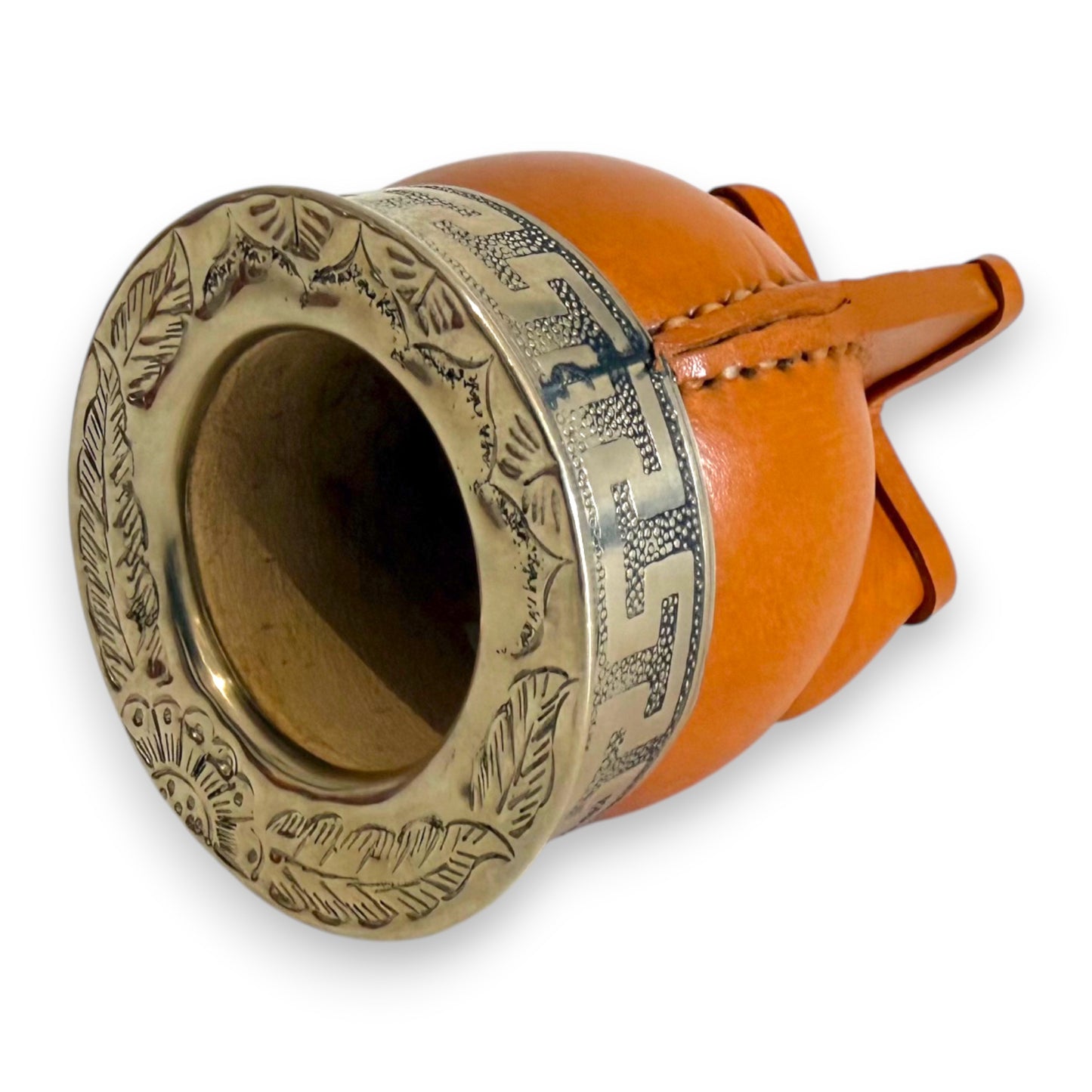 Mate Imperial in Cuoio Bronzo con Virola decorata in Alpaca | Standard