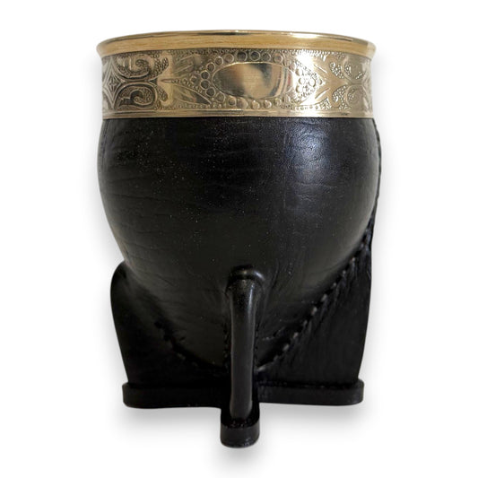 Mate Imperial in Cuoio Nero con Virola decorata in Alpaca | Standard