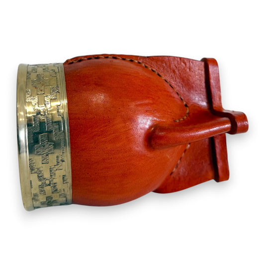 Mate Imperial in Cuoio Bronzo con Virola decorata in Alpaca | Standard