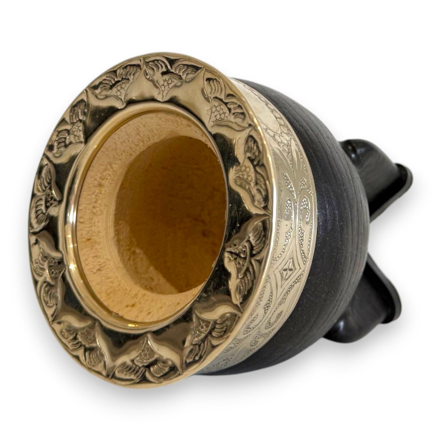Mate Imperial in Cuoio Nero con Virola decorata in Alpaca | Standard