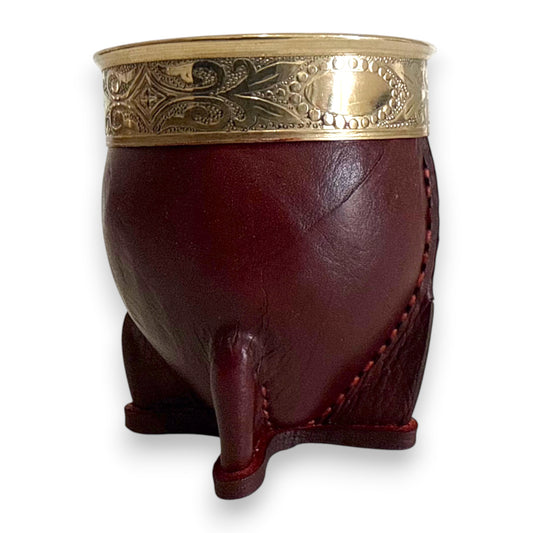 Mate Imperial in Cuoio Marrone con Virola decorata in Alpaca | Standard