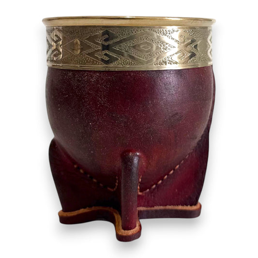 Mate Imperial in Cuoio Marrone con Virola decorata in Alpaca | Standard