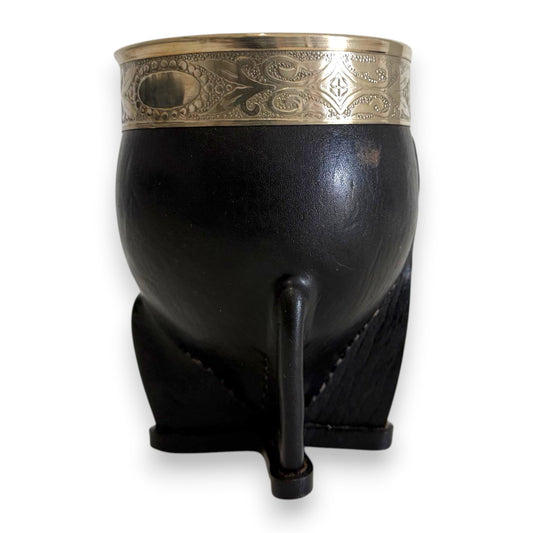 Mate Imperial in Cuoio Nero con Virola decorata in Alpaca | Standard