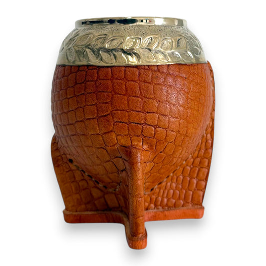Mate Torpedo in "Cuoio Crocco" Bronzo e Virola Alpaca | Elitè