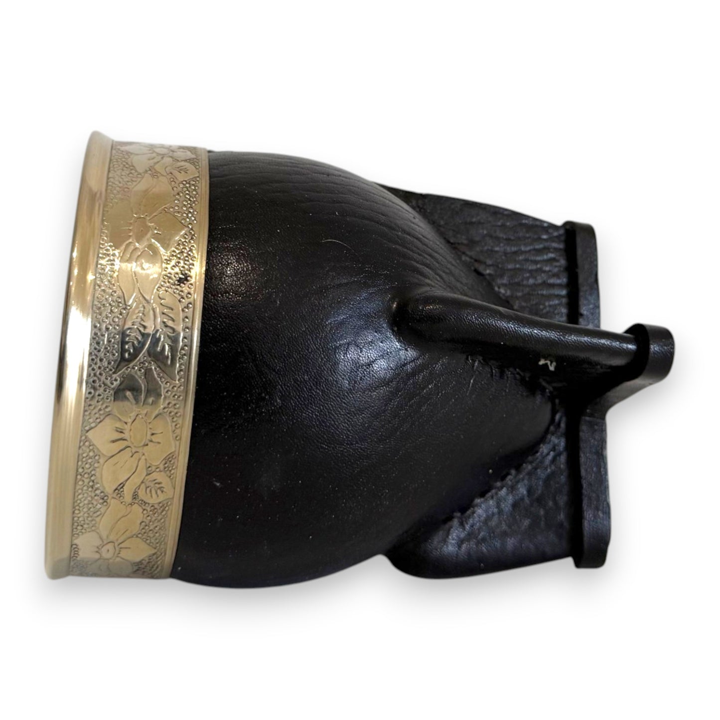 Mate Imperial in Cuoio Nero con Virola decorata in Alpaca | Standard