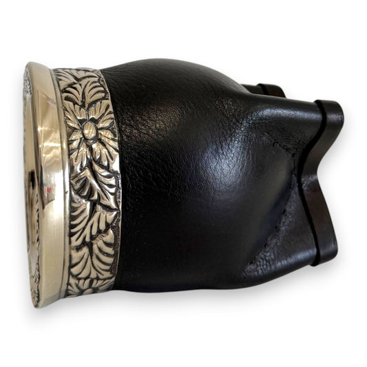 Mate Imperial Nero in Cuoio con Virola decorata | Luxury