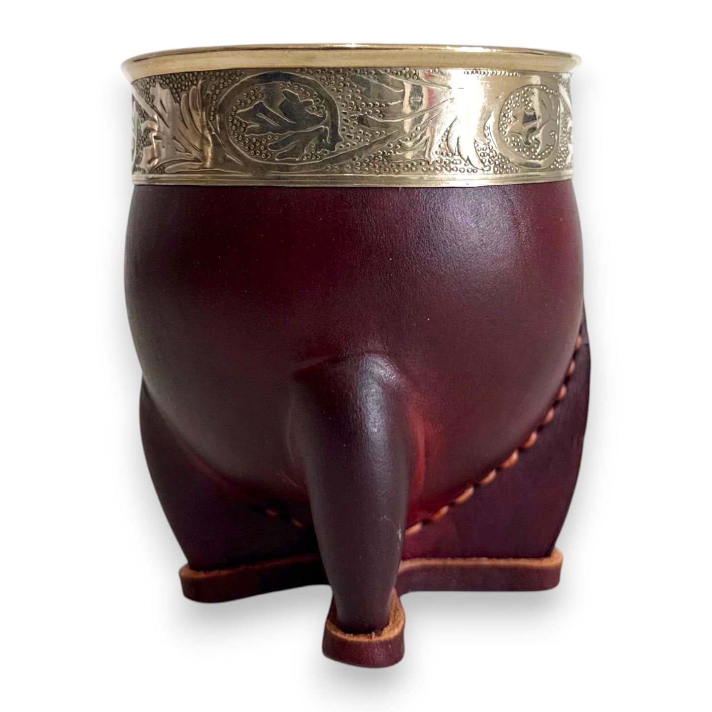 Mate Imperial in Cuoio Marrone con Virola decorata in Alpaca | Standard