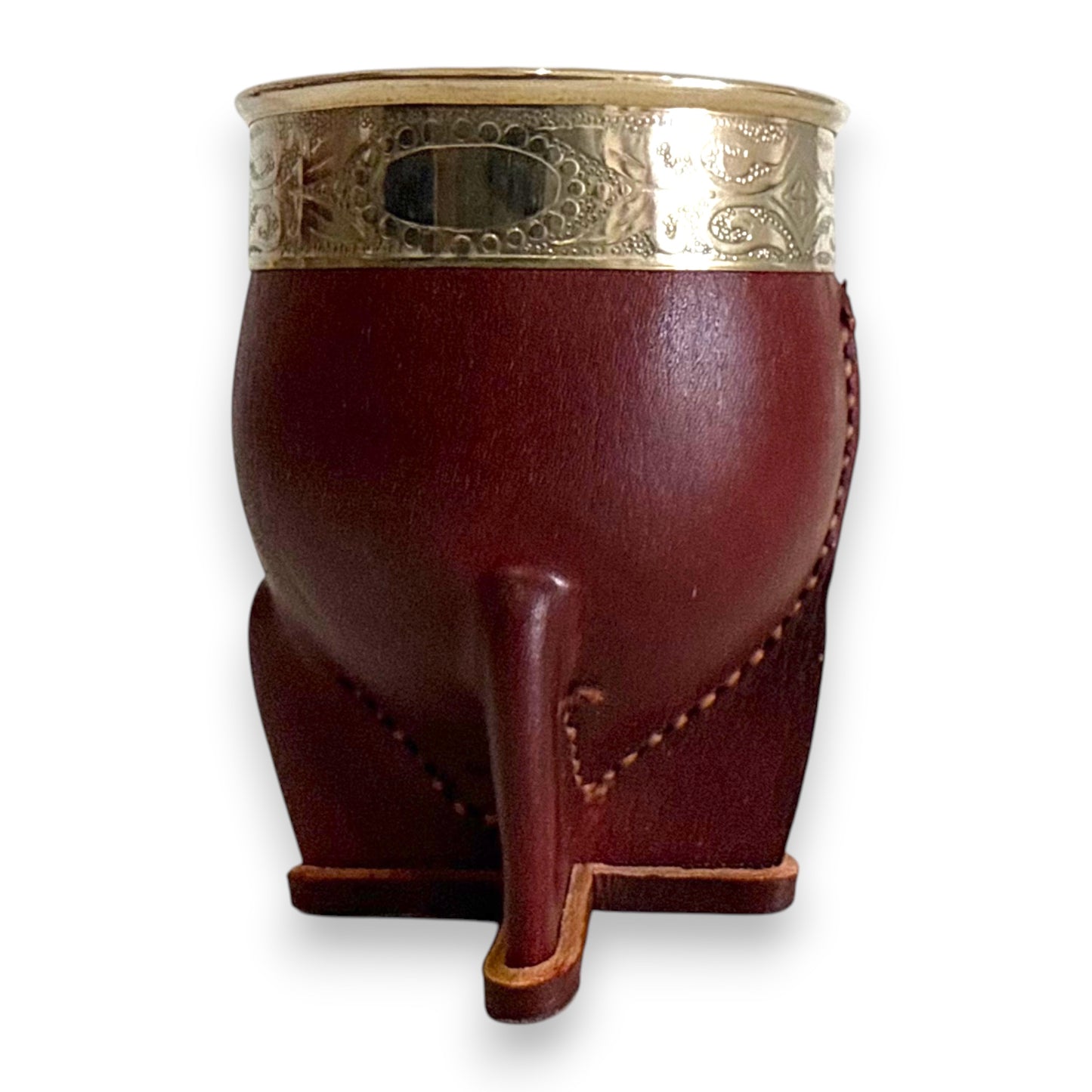 Mate Imperial in Cuoio Marrone con Virola decorata in Alpaca | Standard