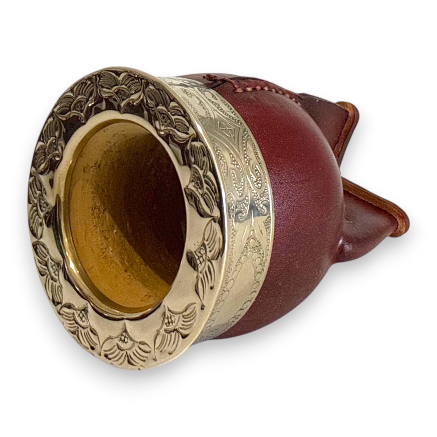 Mate Imperial in Cuoio Marrone con Virola decorata in Alpaca | Standard