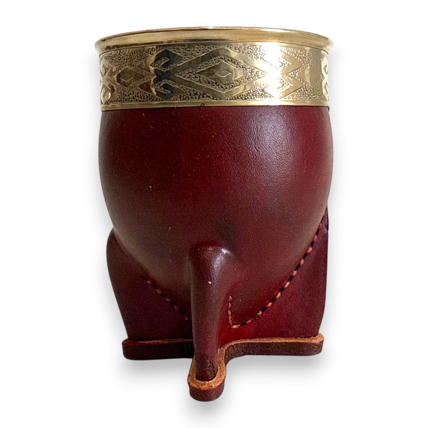 Mate Imperial in Cuoio Marrone con Virola decorata in Alpaca | Standard