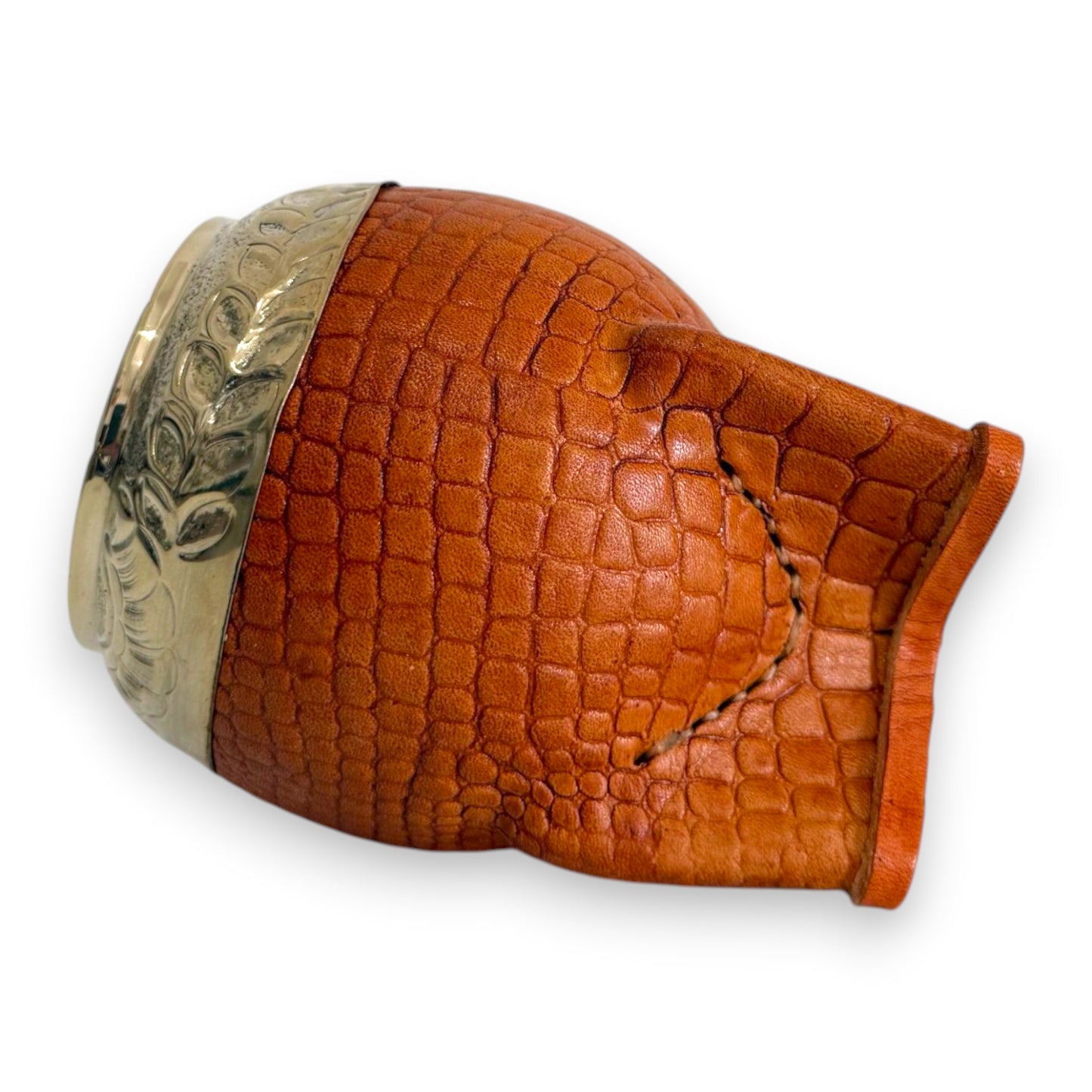 Mate Torpedo in "Cuoio Crocco" Bronzo e Virola Alpaca | Elitè