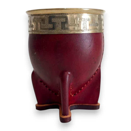 Mate Imperial in Cuoio Marrone con Virola decorata in Alpaca | Standard