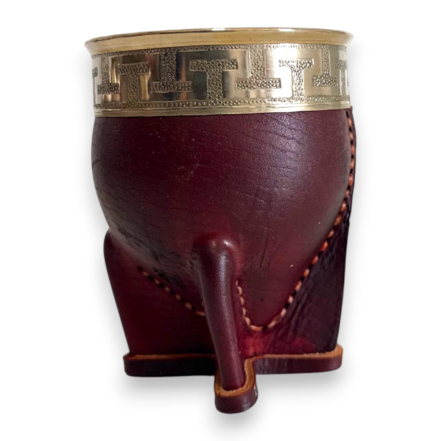 Mate Imperial in Cuoio Marrone con Virola decorata in Alpaca | Standard