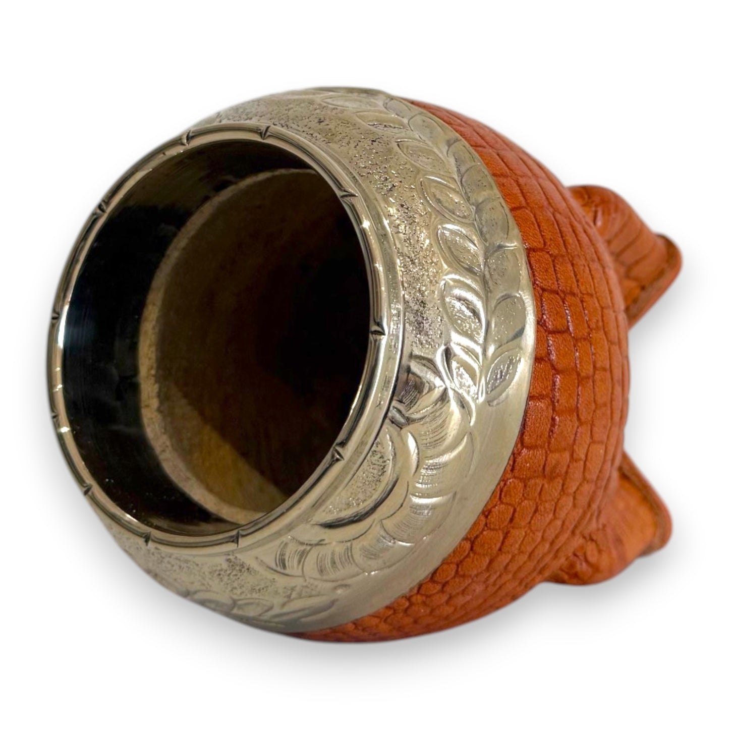 Mate Torpedo in "Cuoio Crocco" Bronzo e Virola Alpaca | Elitè