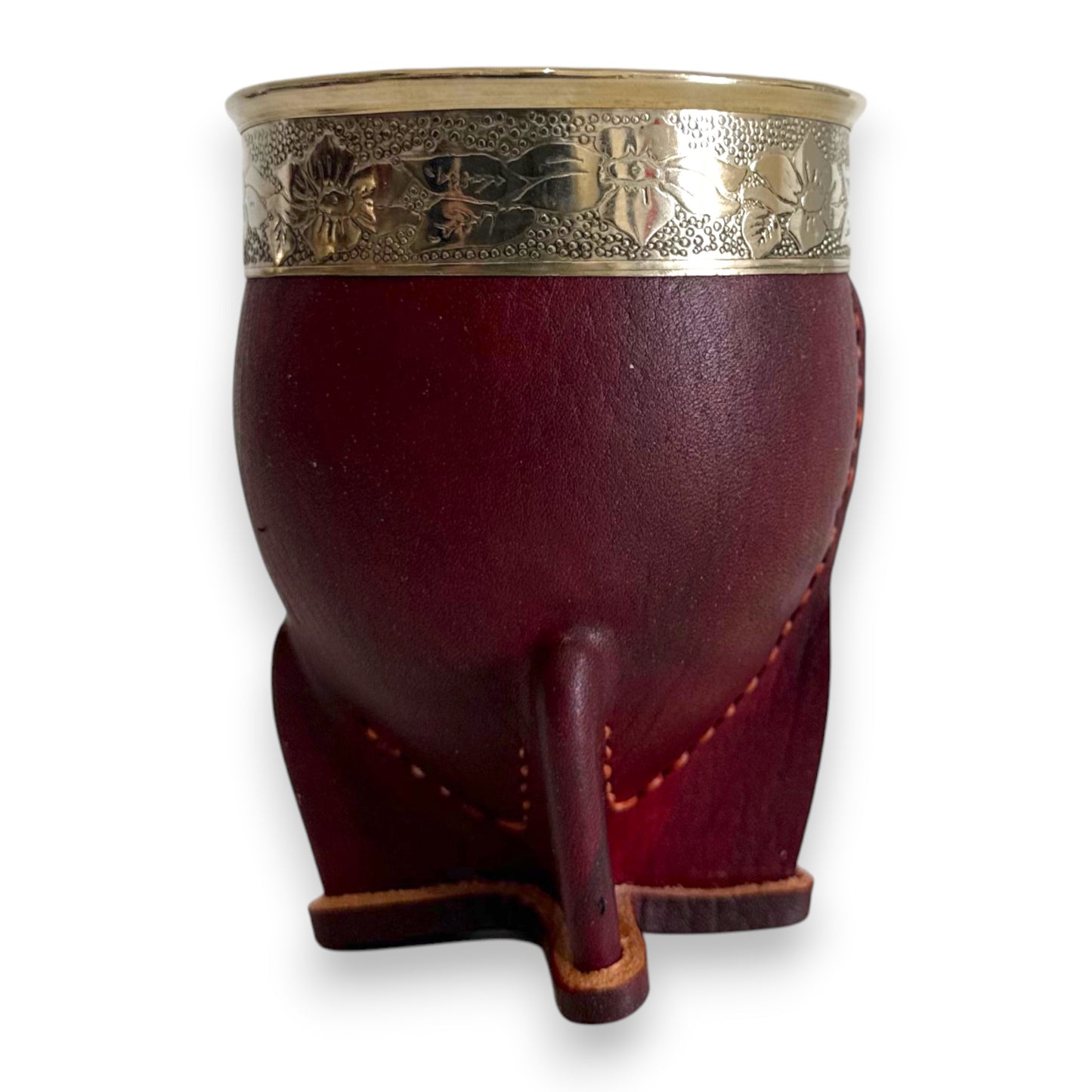 Mate Imperial in Cuoio Marrone con Virola decorata in Alpaca | Standard